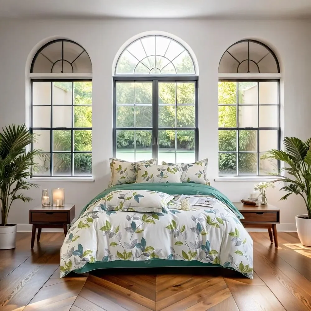 Cotton Queen Duvet Cover Bedding Set 3Pcs 1 Comforter cover 2 Pillowcases Floral